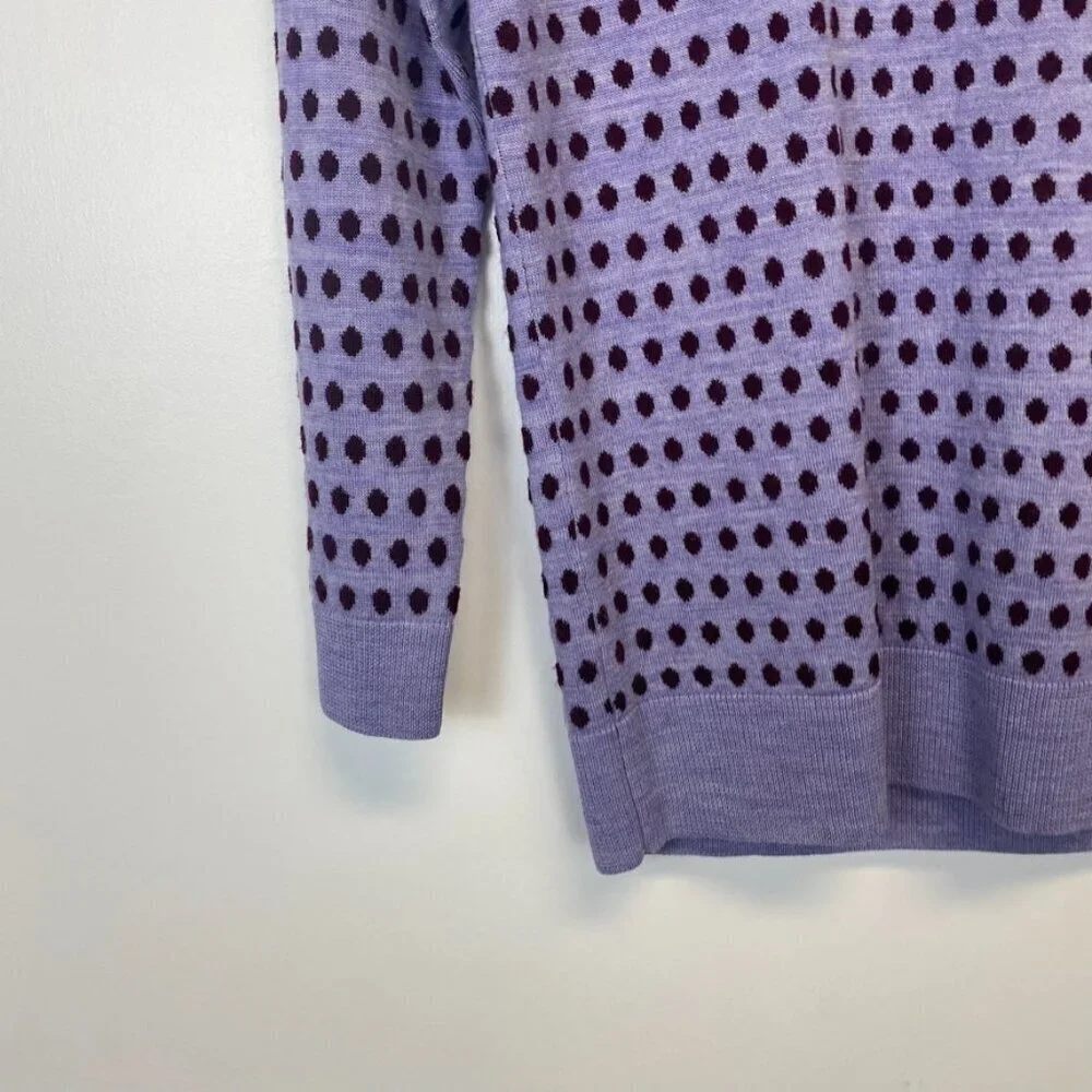 J. Crew 100% Merino Wool Purple Polka Dot Sweater